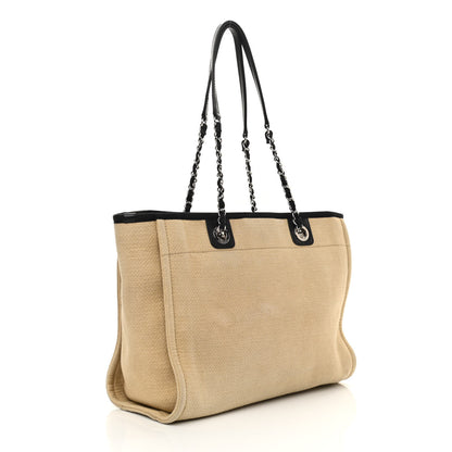 Chanel Canvas Small Deauville Tote Beige Black 3 of 11