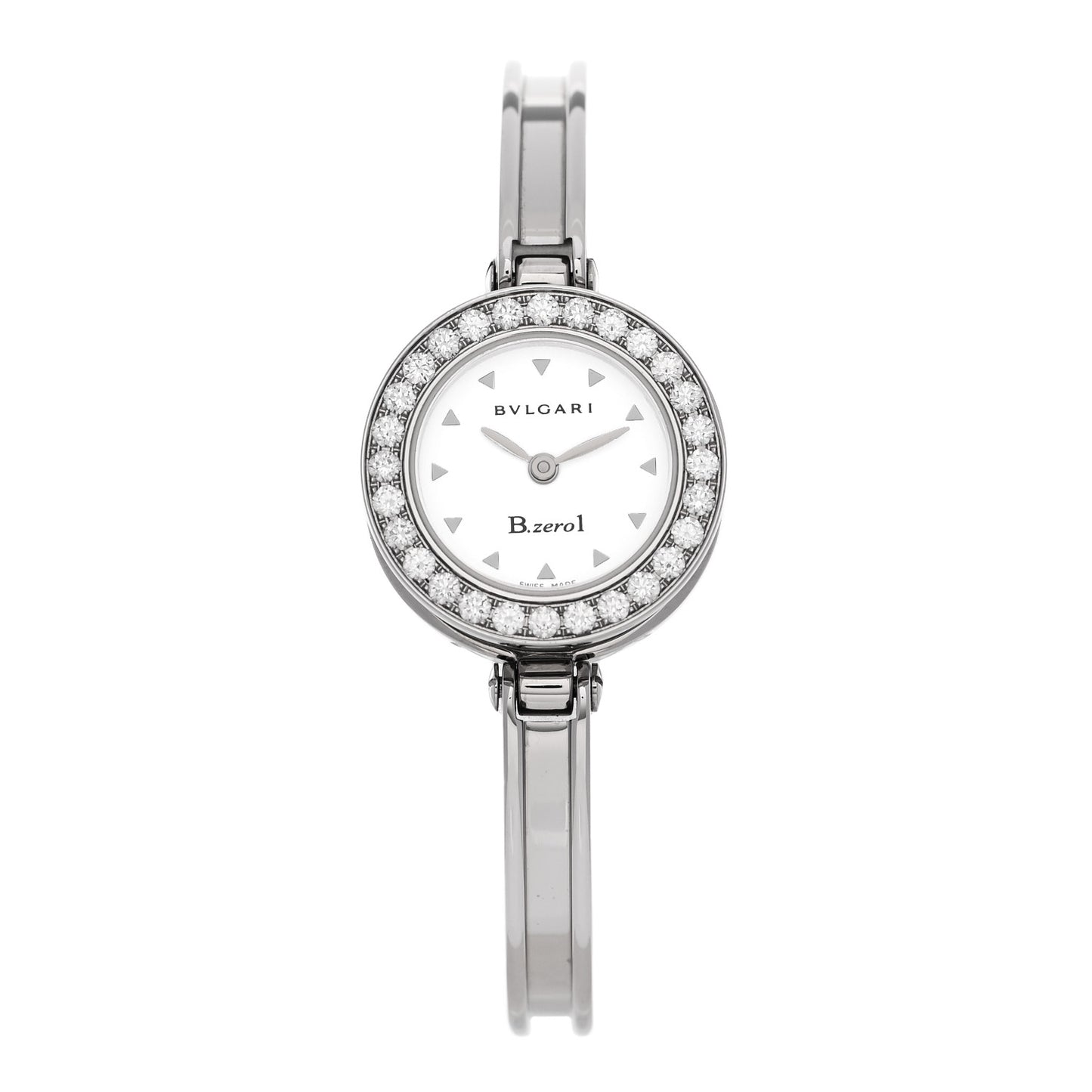 Stainless Steel Diamond Bezel 22mm B.Zero1 Quartz Watch White
