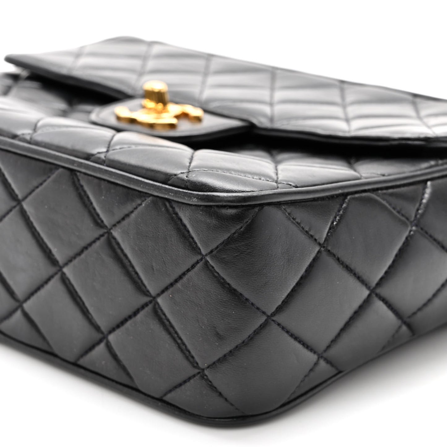 Lambskin Quilted Tassel Camera Case Black