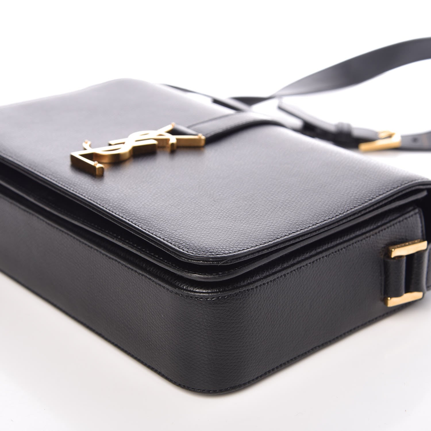 Saint Laurent Textured Calfskin Medium Classic Monogram Universite Bag Black 8 of 9