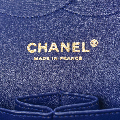Chanel Lambskin Chevron Quilted Jumbo Double Flap Navy Blue 6 of 10