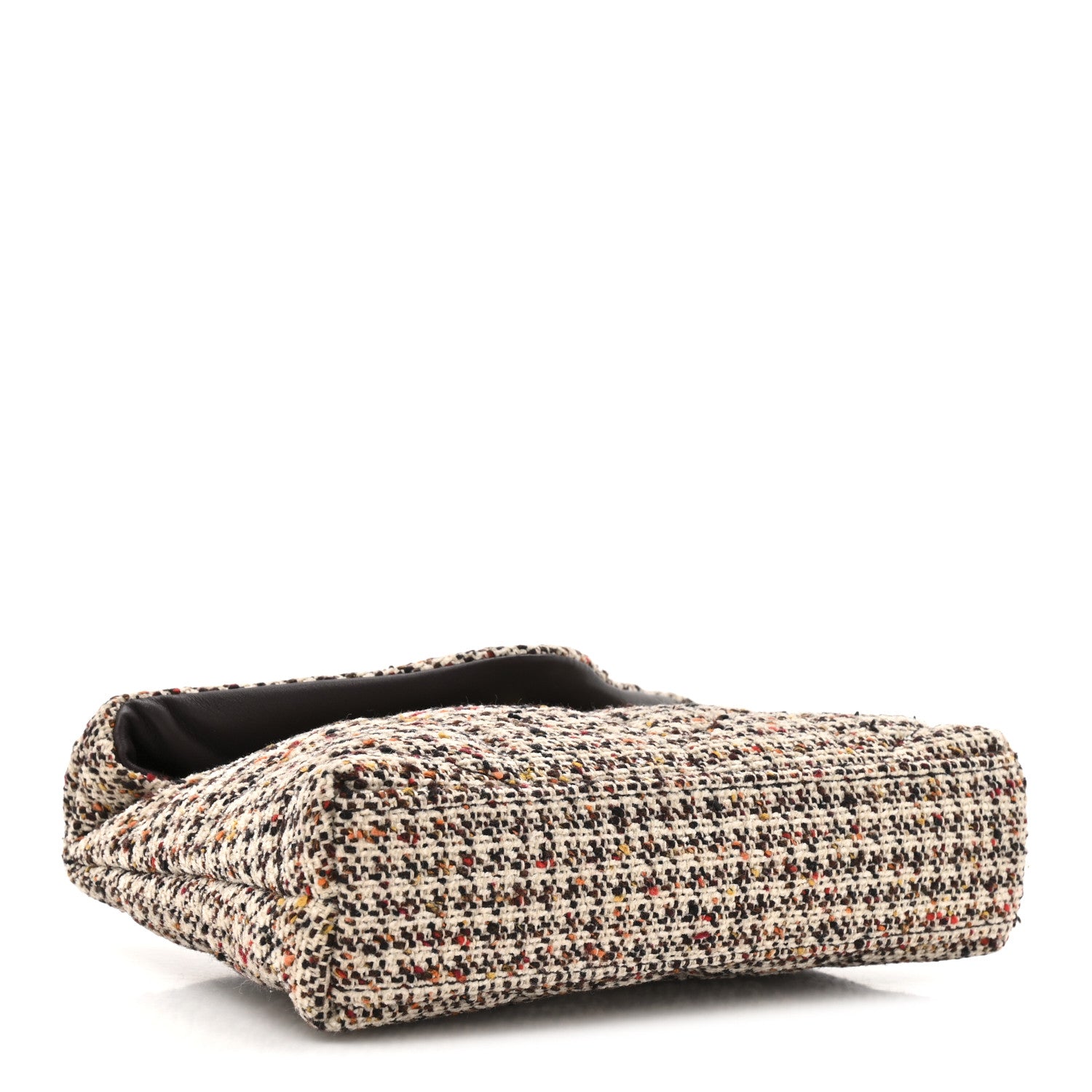 Saint Laurent Tweed Quilted Loulou Puffer Monogram Pouch Clutch Beige Umber Multicolor 5 of 10