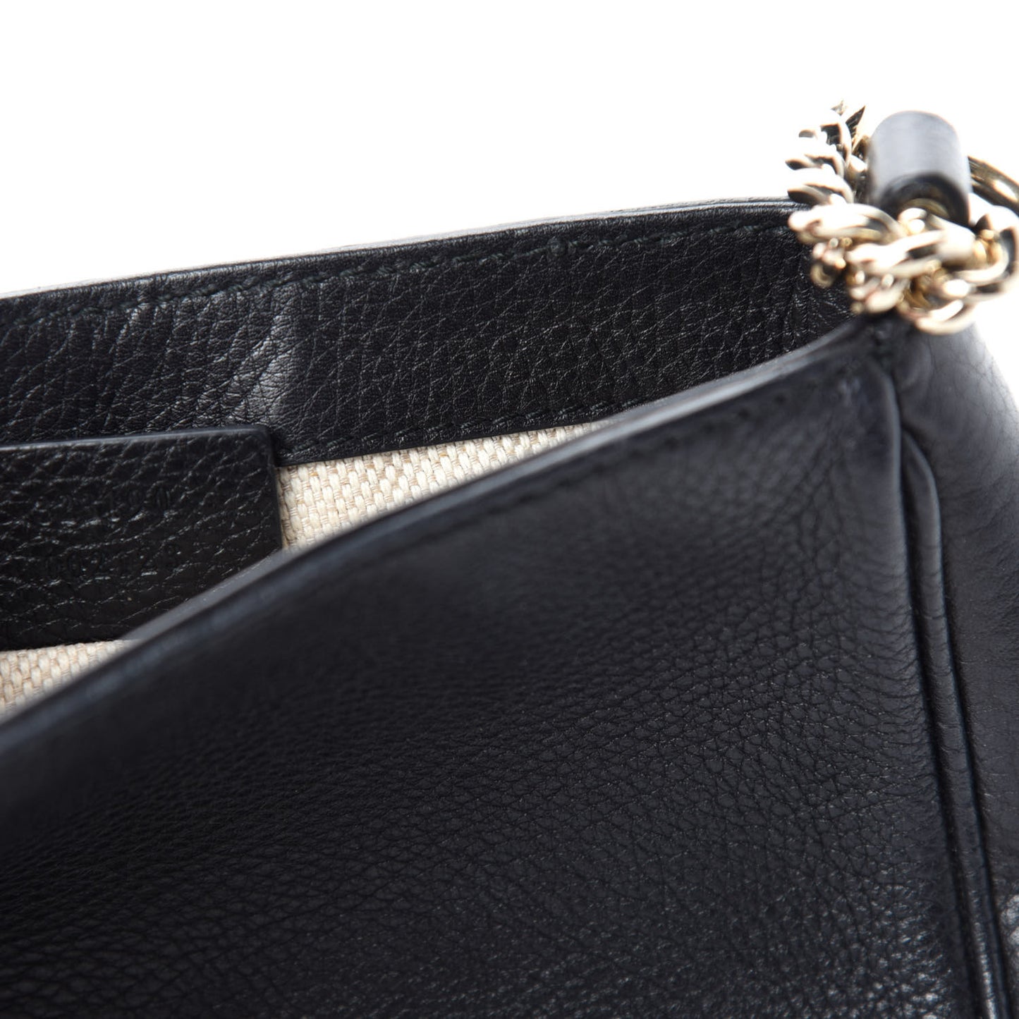 Pebbled Calfskin Small Soho Flap Crossbody Black