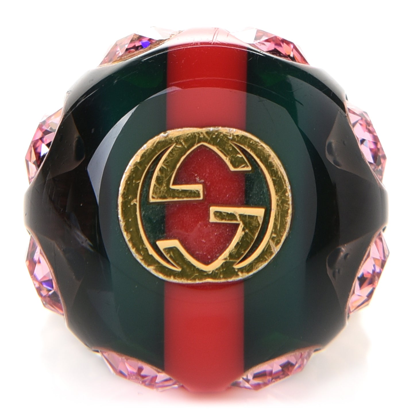 Crystal Resin Sylvie Vintage Web Ring M Green Red