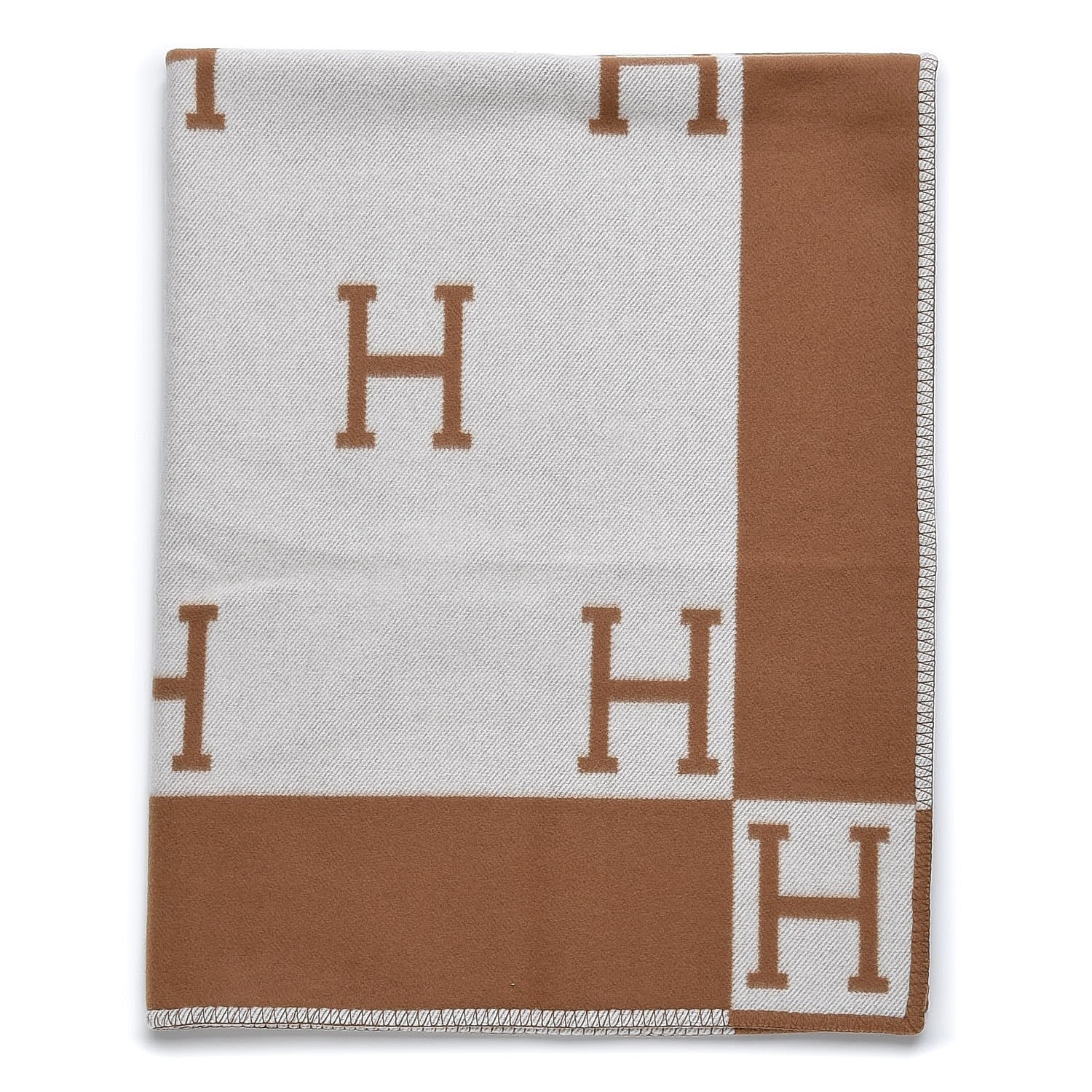 Hermes Wool Cashmere Avalon Blanket Ecru Camel 3 of 5