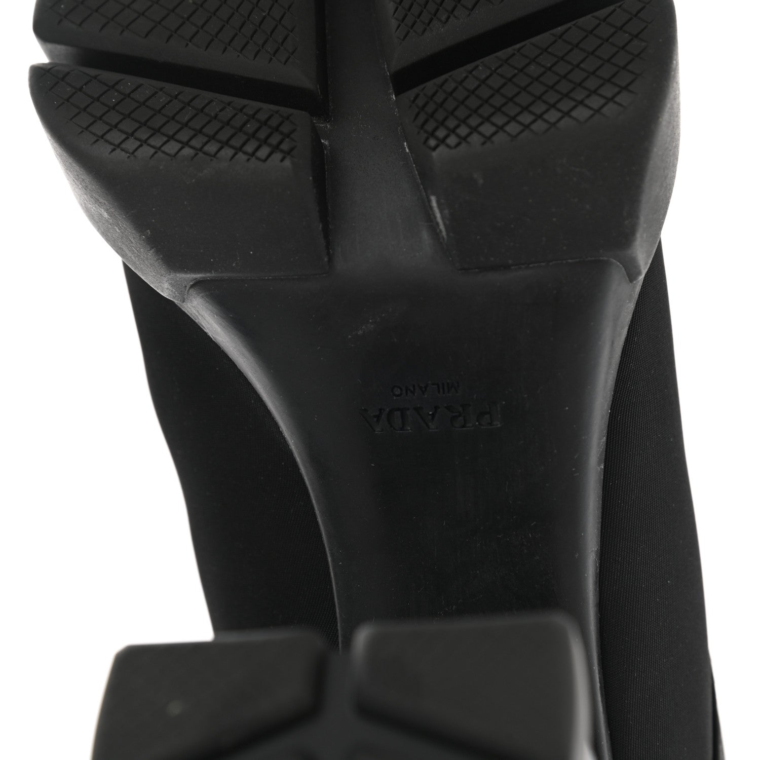 Prada Vitello Montana Re-Nylon Metal Triangle Logo 110mm Ankle Boots 38.5 Black 6 of 9