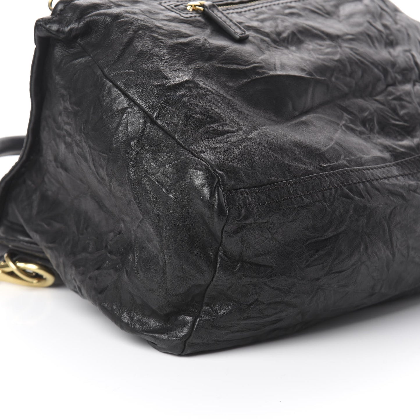 Tumbled Sheepskin Medium Pandora Bag Black