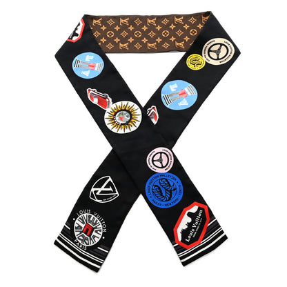 Louis Vuitton Silk Monogram World Tour Stickers Bandeau Black 1 of 5