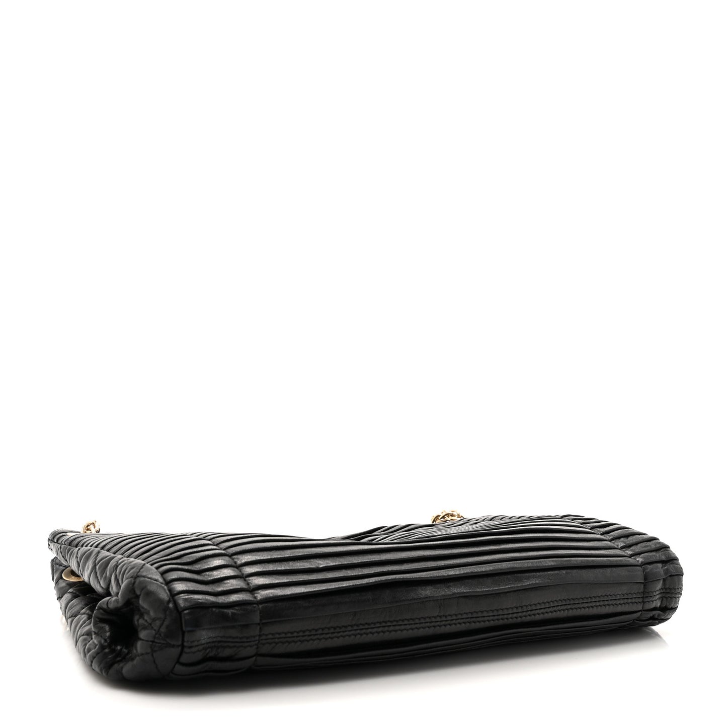 Lambskin Pleated Shoulder Bag Black