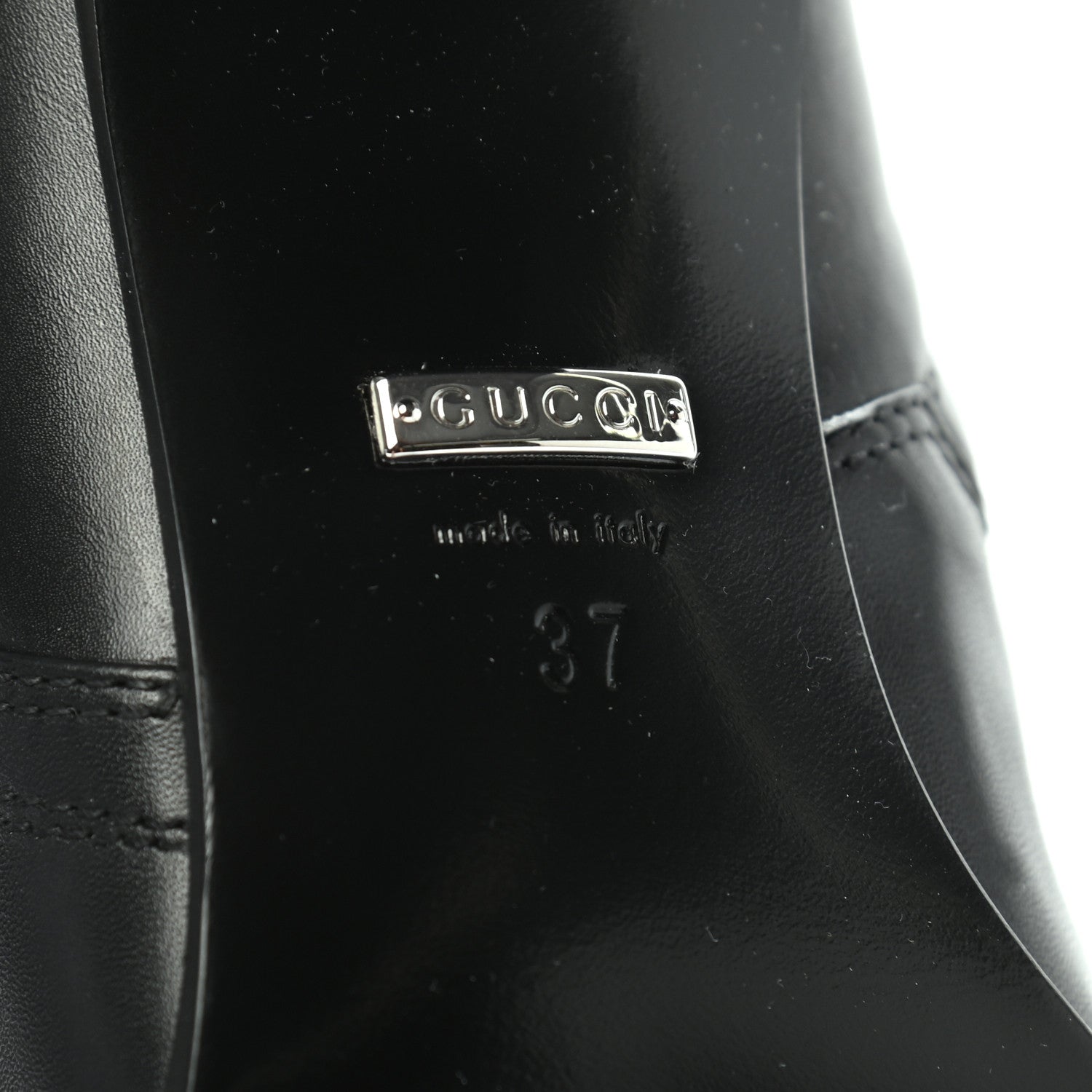 Gucci Calfskin Dionysus Embellished Elizabeth Knee High Boots 37 Black 6 of 7