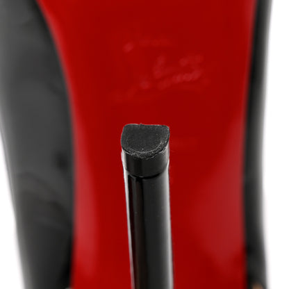 Christian Louboutin Patent Flo Sling 120 Pumps 38 Black Rouge Lipstick 12 of 13
