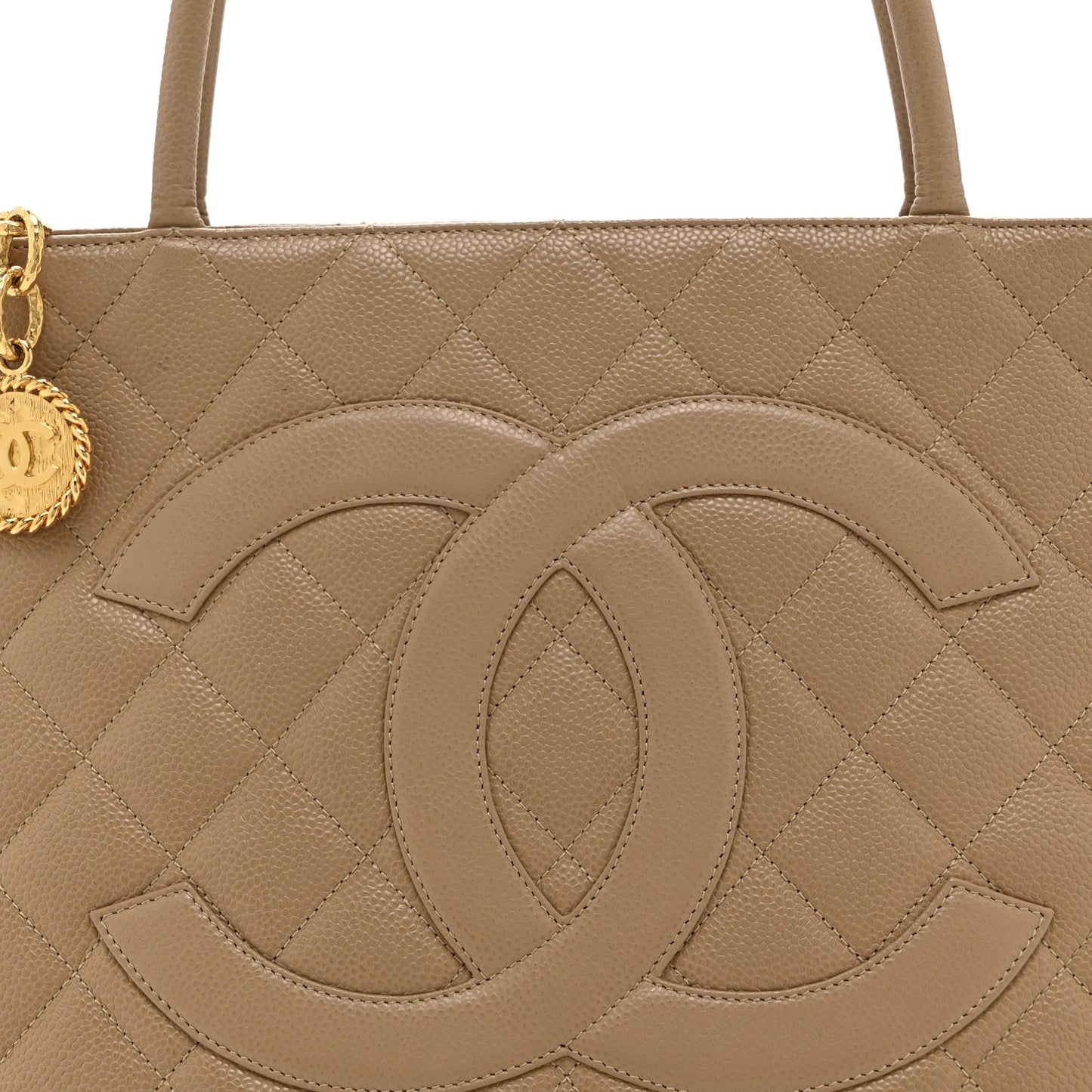 Caviar Quilted Medallion Tote Beige