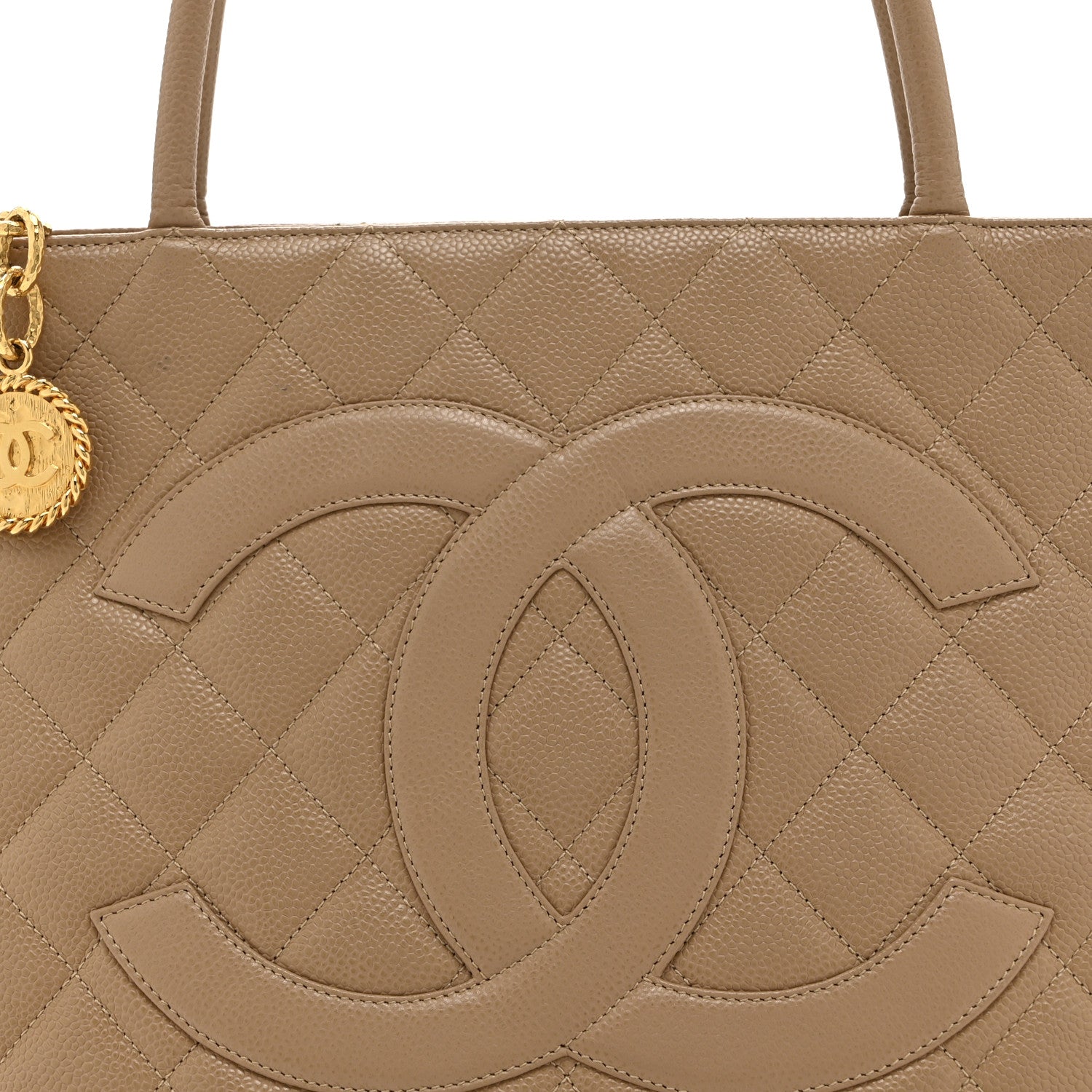 Chanel Caviar Quilted Medallion Tote Beige 8 of 10