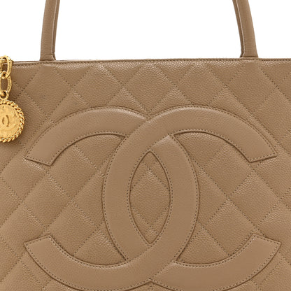 Chanel Caviar Quilted Medallion Tote Beige 8 of 10