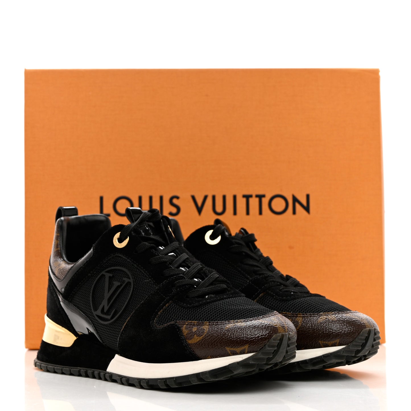 Suede Monogram Run Away Sneakers 36 Black