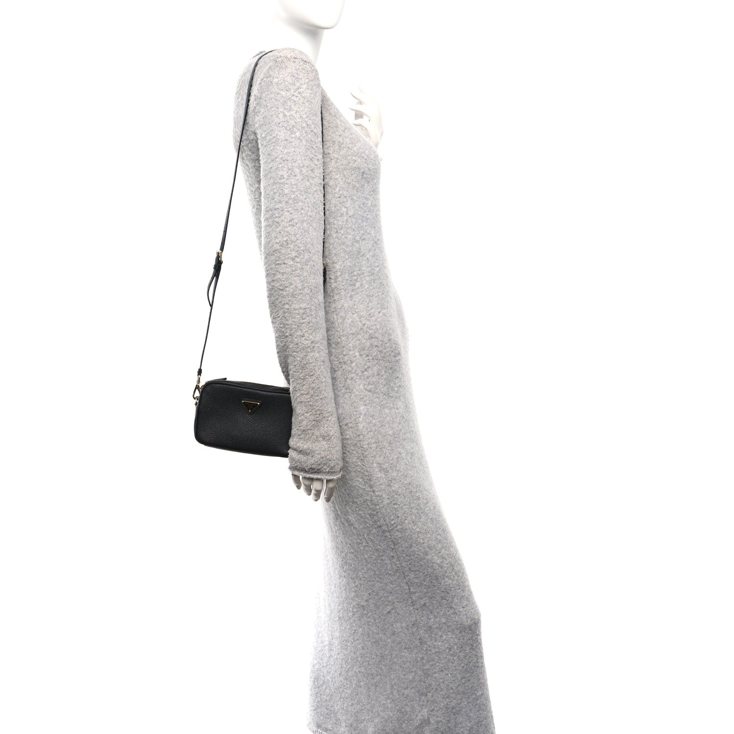 Prada Vitello Daino Mini Crossbody Bag Black 2 of 9