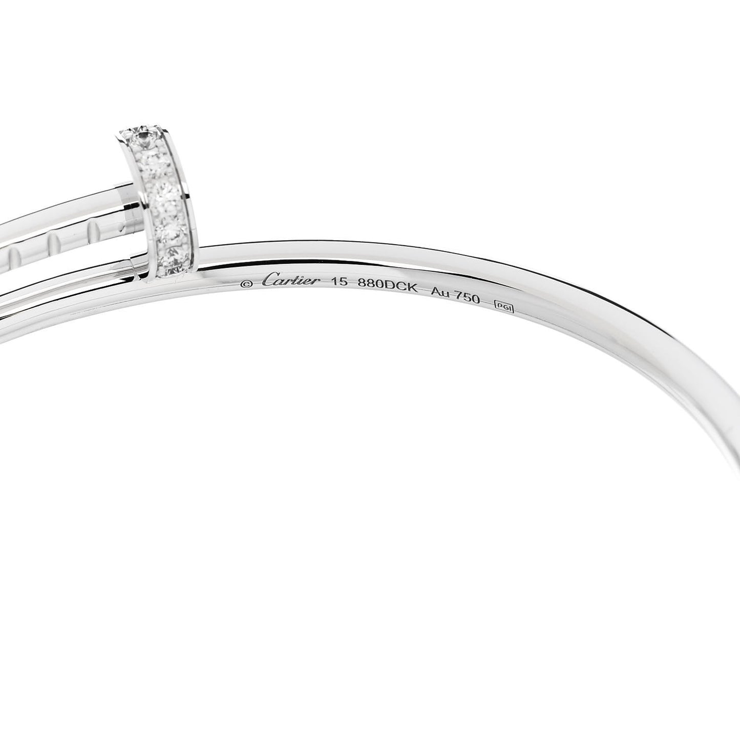 18K White Gold Diamond Small Juste Un Clou Bracelet 15