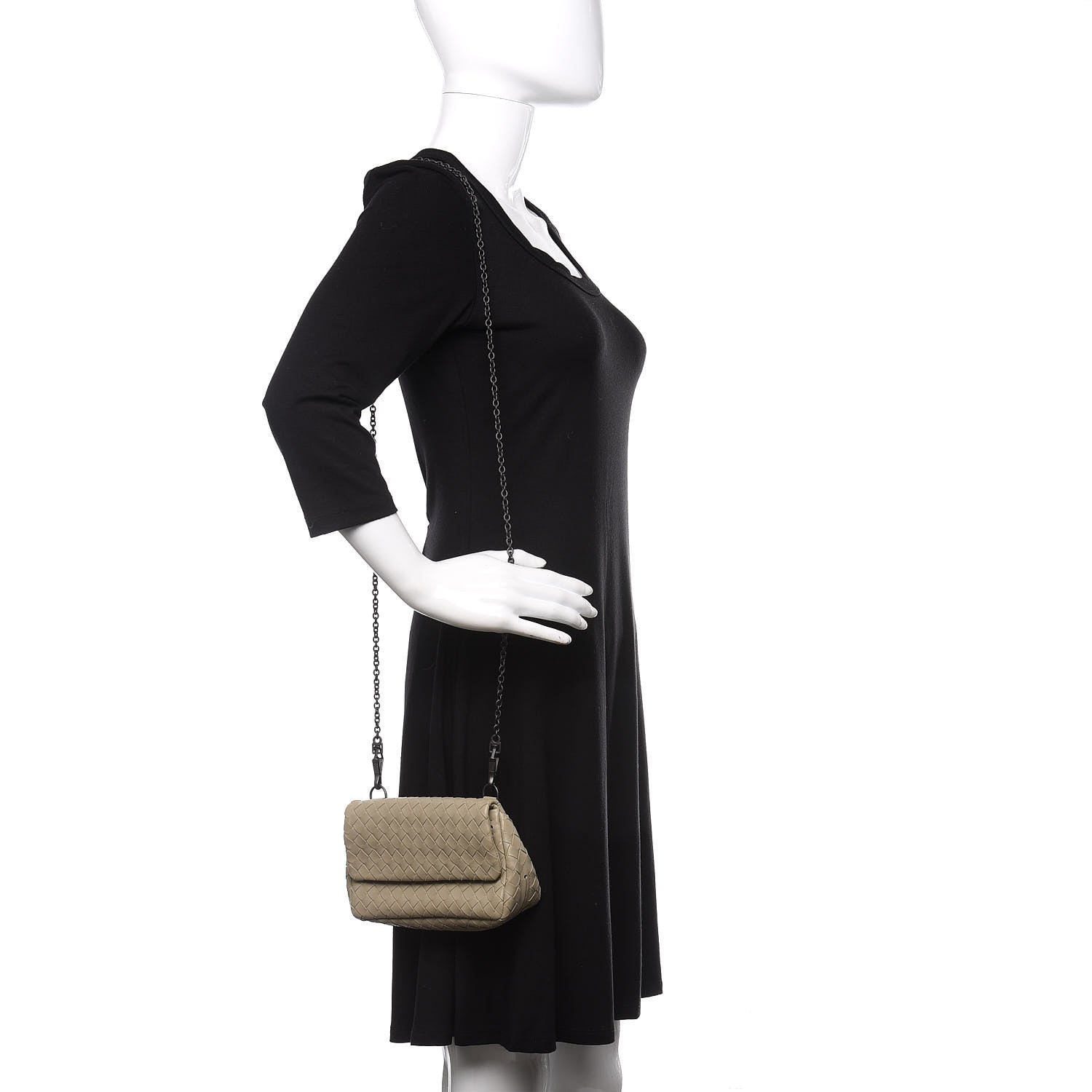Bottega Veneta Nappa Intrecciato Mini Chain Messenger Fume 2 of 9