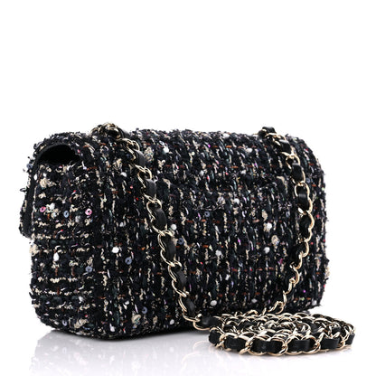 Chanel Glittered Tweed Quilted Mini Rectangular Flap Navy Blue Mulitcolor 3 of 13