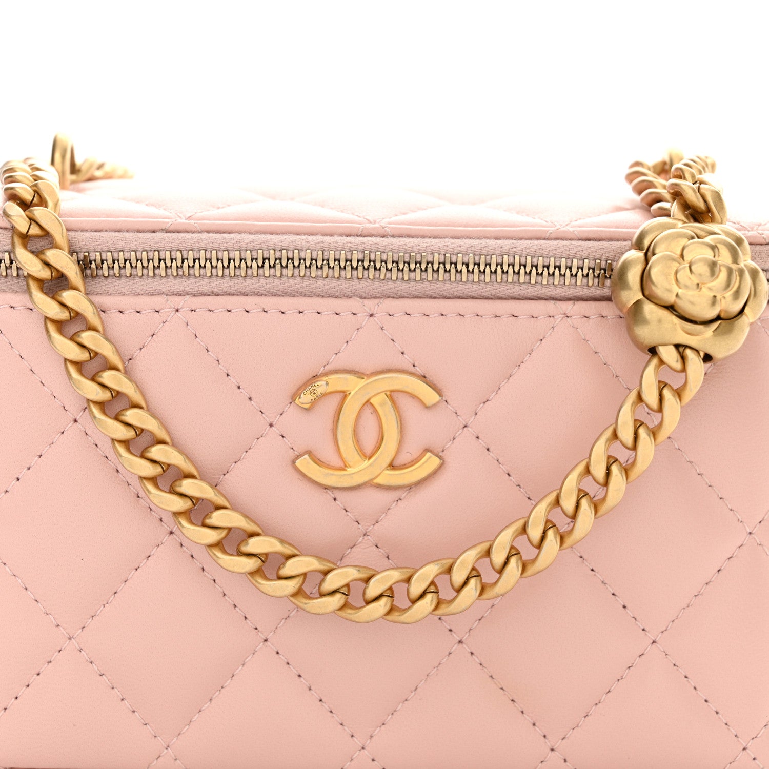 Chanel Lambskin Quilted Sweet Camellia Small Vanity Case With Chain Pink 8 of 12