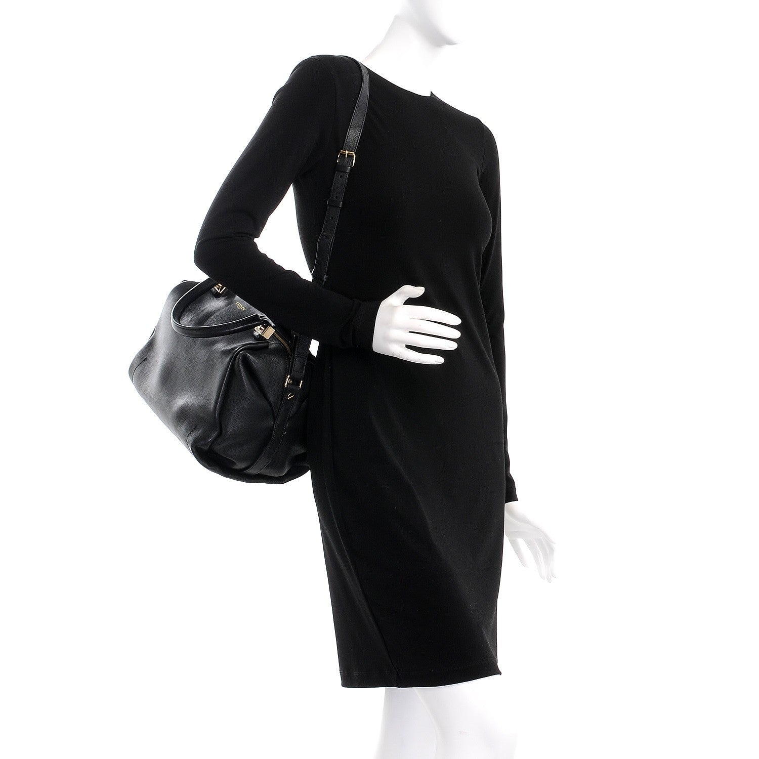 Lanvin Goatskin Trilogy Bowling Bag Black 2 of 16