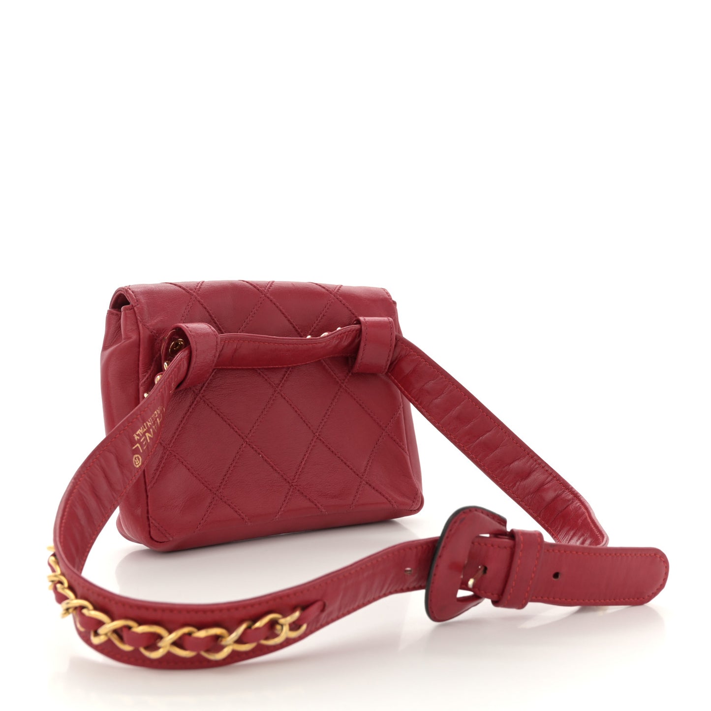 Lambskin Diamond Stitched Waist Chain Belt Flap Bag 70 28 Red