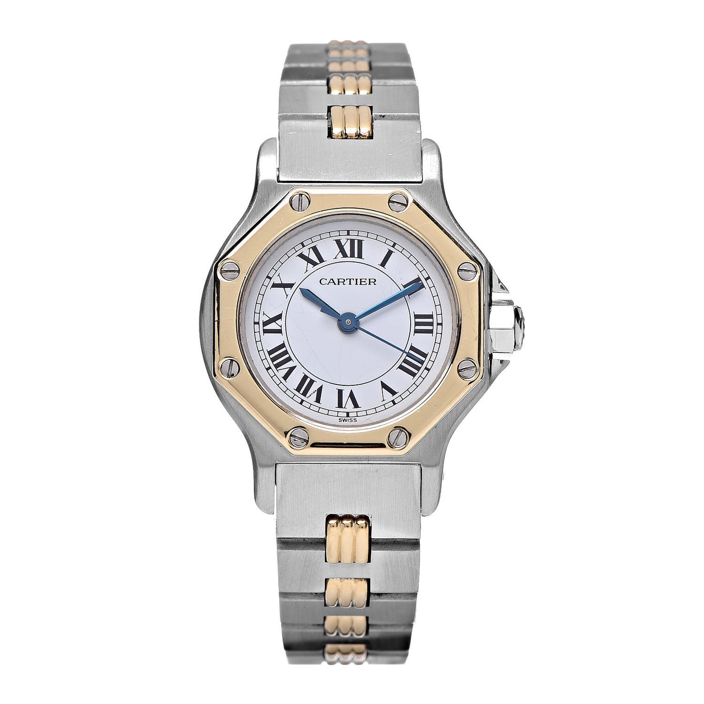 Stainless Steel 18K Yellow Gold 24mm Santos Octagon Automatic Watch
