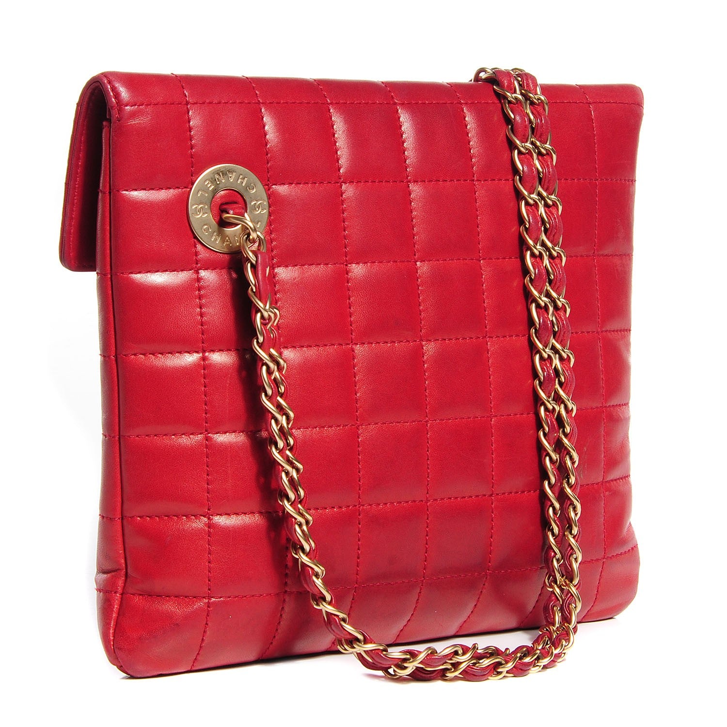 Chanel Lambskin Chocolate Bar Mademoiselle Flap Shoulder Bag Red 3 of 7