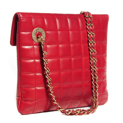 Chanel Lambskin Chocolate Bar Mademoiselle Flap Shoulder Bag Red 3 of 7