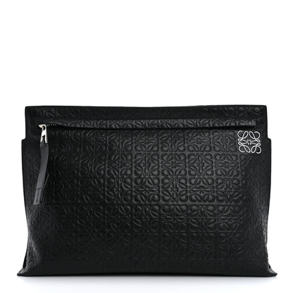 Loewe Calfskin Embossed Repeat T Pouch Black 1 of 7
