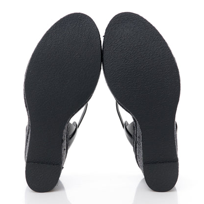 Saint Laurent Calfskin Tribute 95 Platform Espadrille Wedge Sandals 39 Black 5 of 8