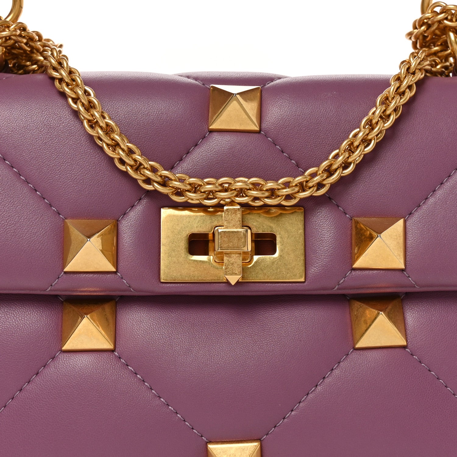 Valentino Garavani Nappa Medium Roman Stud Shoulder Bag Malva 7 of 10