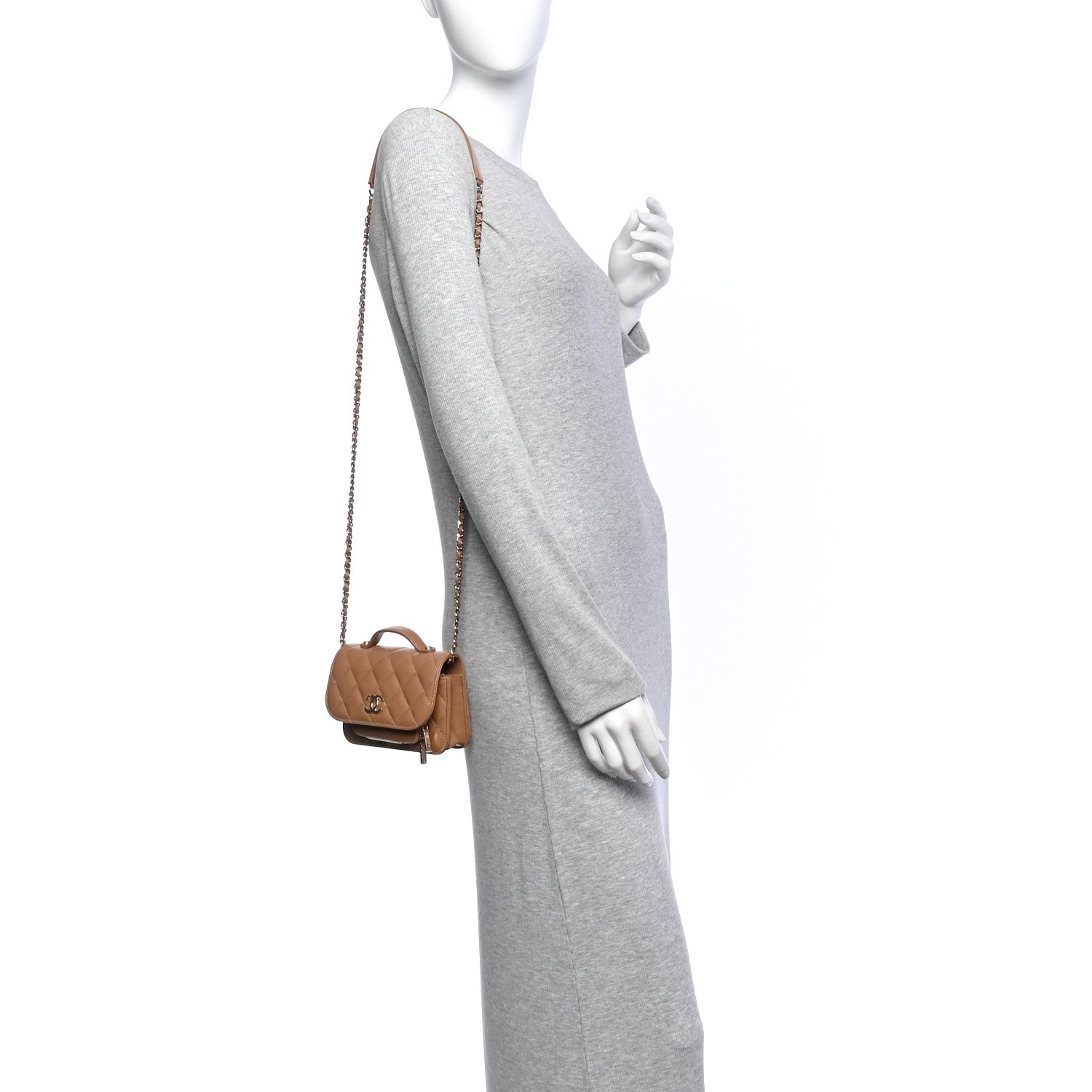 Chanel Caviar Quilted Business Affinity Clutch With Chain Flap Dark Beige 2 of 12