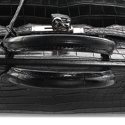 Hermes Matte Porosus Crocodile Birkin 35 Black 8 of 30