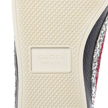 Gucci Calfskin Glitter Crystal Womens Sylvie Web Falacer Sneakers 36.5 Black 6 of 10