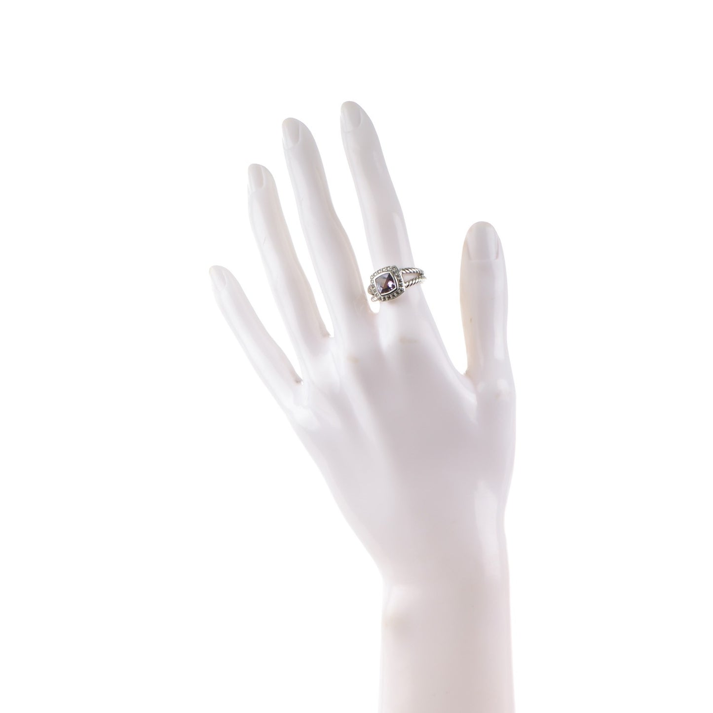 Sterling Silver Diamond Amethyst 7mm Petite Albion Ring 52 6