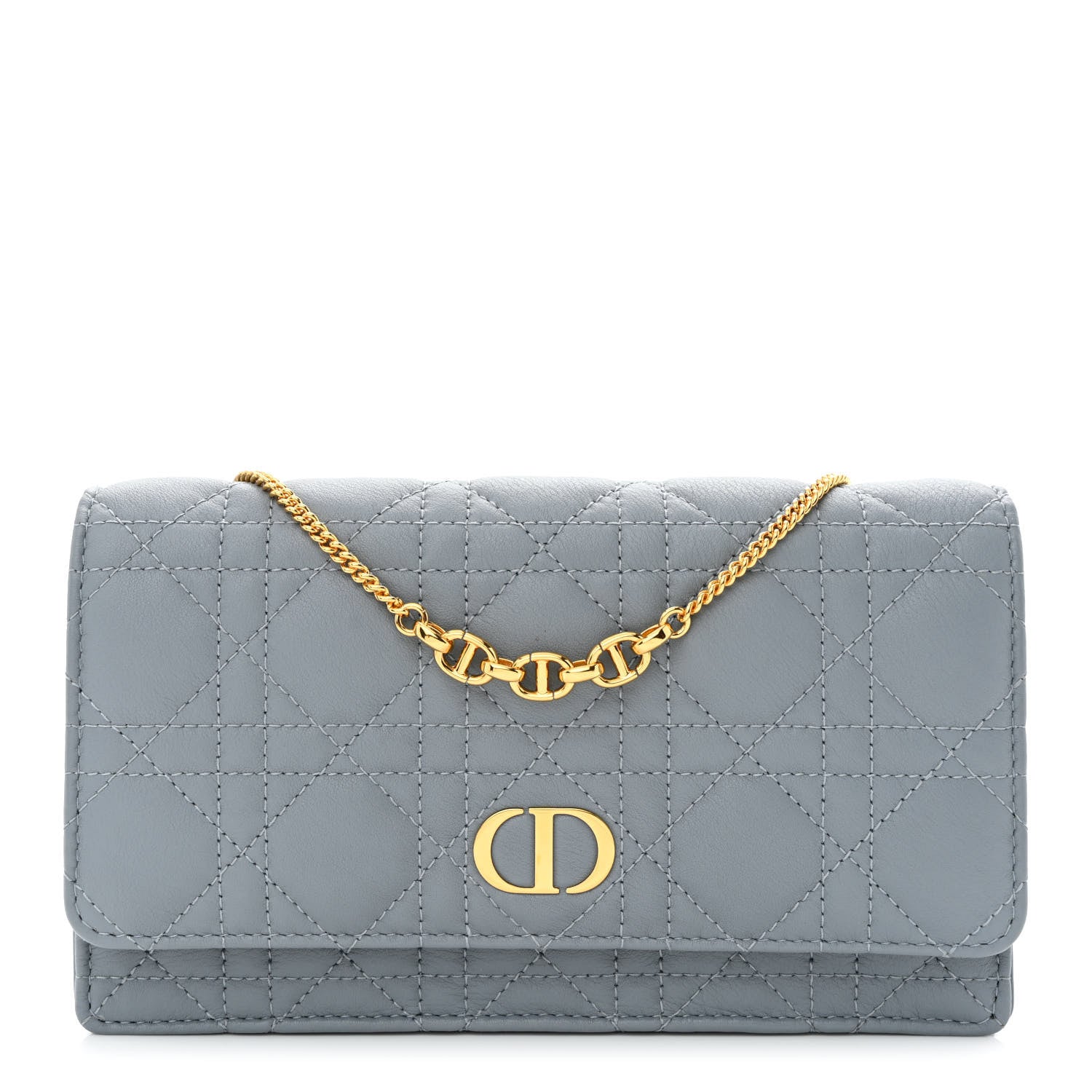 Christian Dior Supple Calfskin Caro Pouch with Chain Cloud Blue 1 of 11