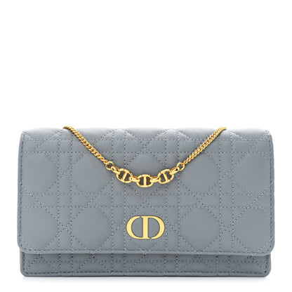 Christian Dior Supple Calfskin Caro Pouch with Chain Cloud Blue 1 of 11
