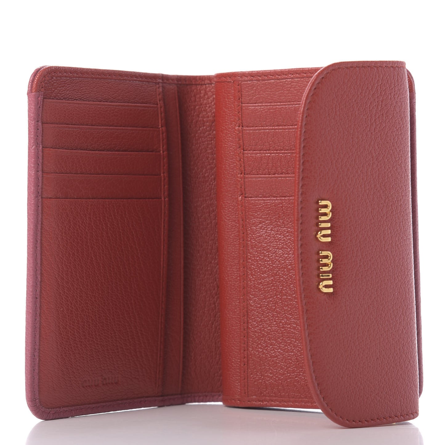 Goatskin Madras Bicolor Flap Wallet Fuoco Bruyere