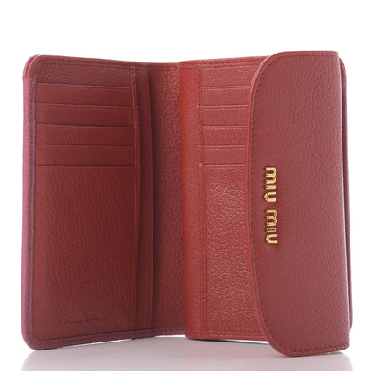 Miu Miu Goatskin Madras Bicolor Flap Wallet Fuoco Bruyere 6 of 10
