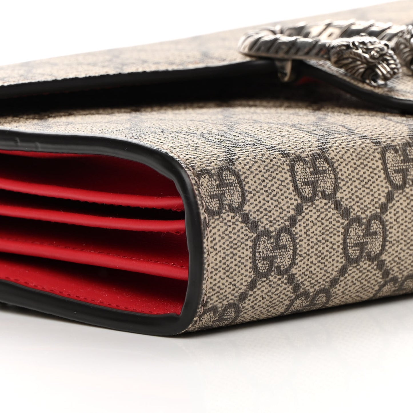 GG Supreme Monogram Mini Dionysus Chain Wallet Beige Vulcanic Red