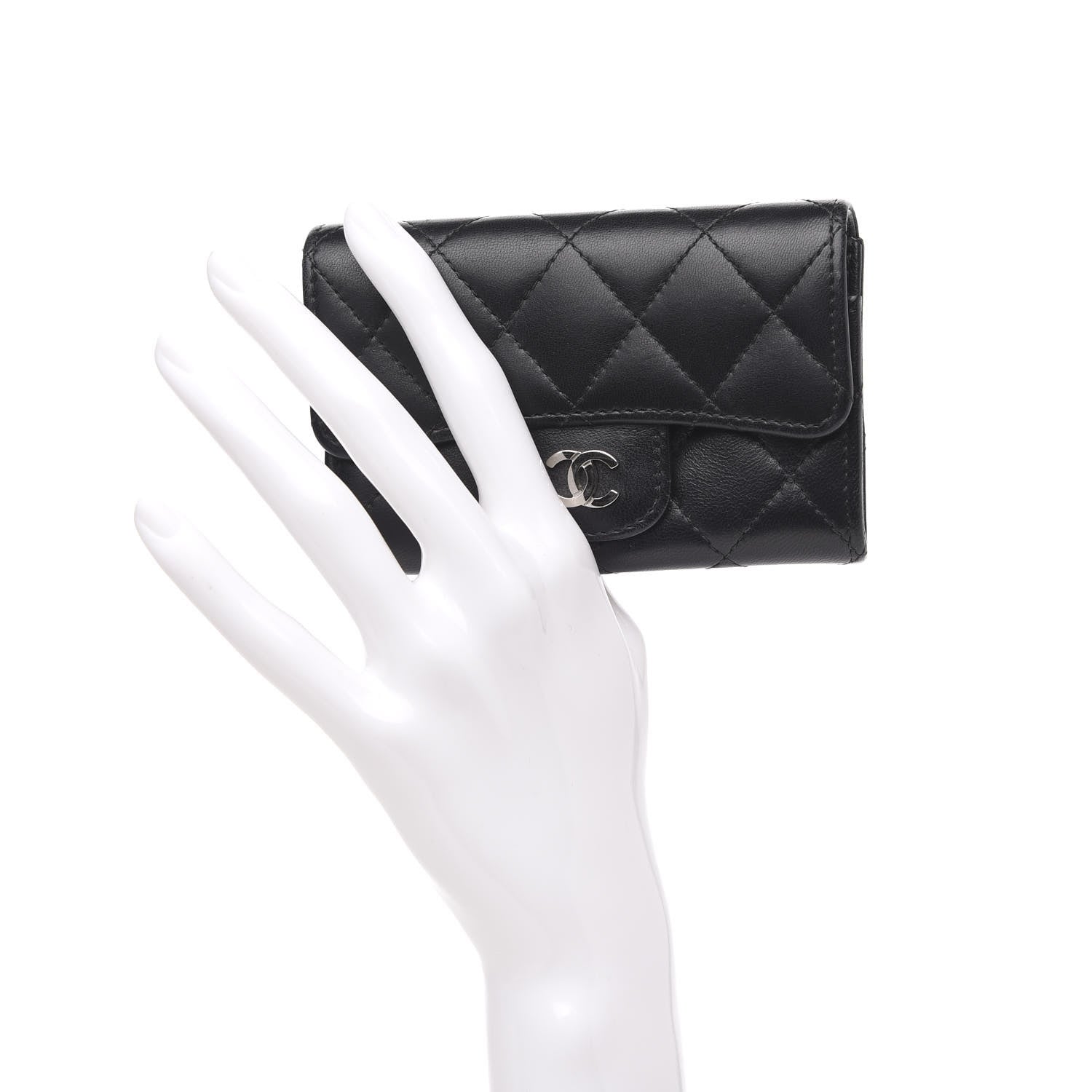 Chanel Lambskin Quilted Flap Card Holder Black 2 of 10