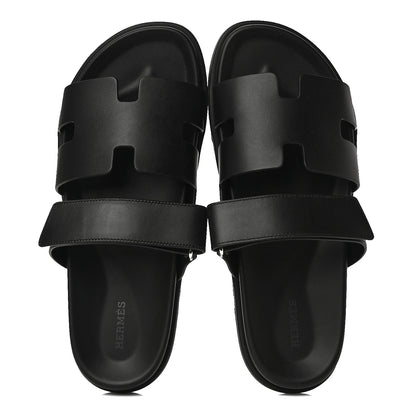 Hermes Calfskin Mens Chypre Sandals 43 Black 5 of 13