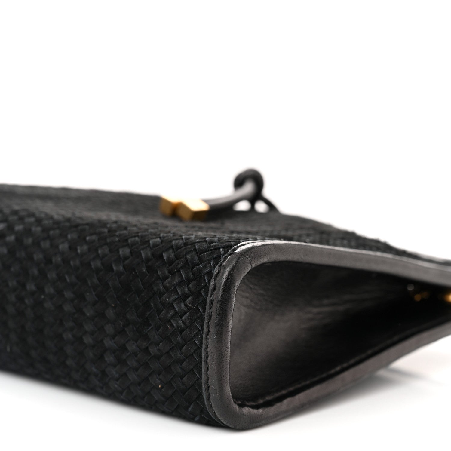 Saint Laurent Suede Woven Baby Victoire Chain Clutch Bag Black 10 of 10