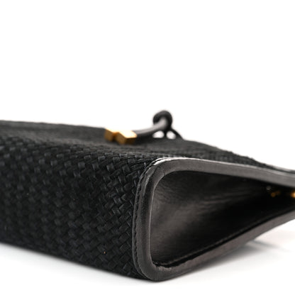 Saint Laurent Suede Woven Baby Victoire Chain Clutch Bag Black 10 of 10