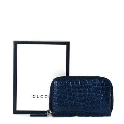 Gucci Crocodile Zip Around Card Case Dark Blue 7 of 7