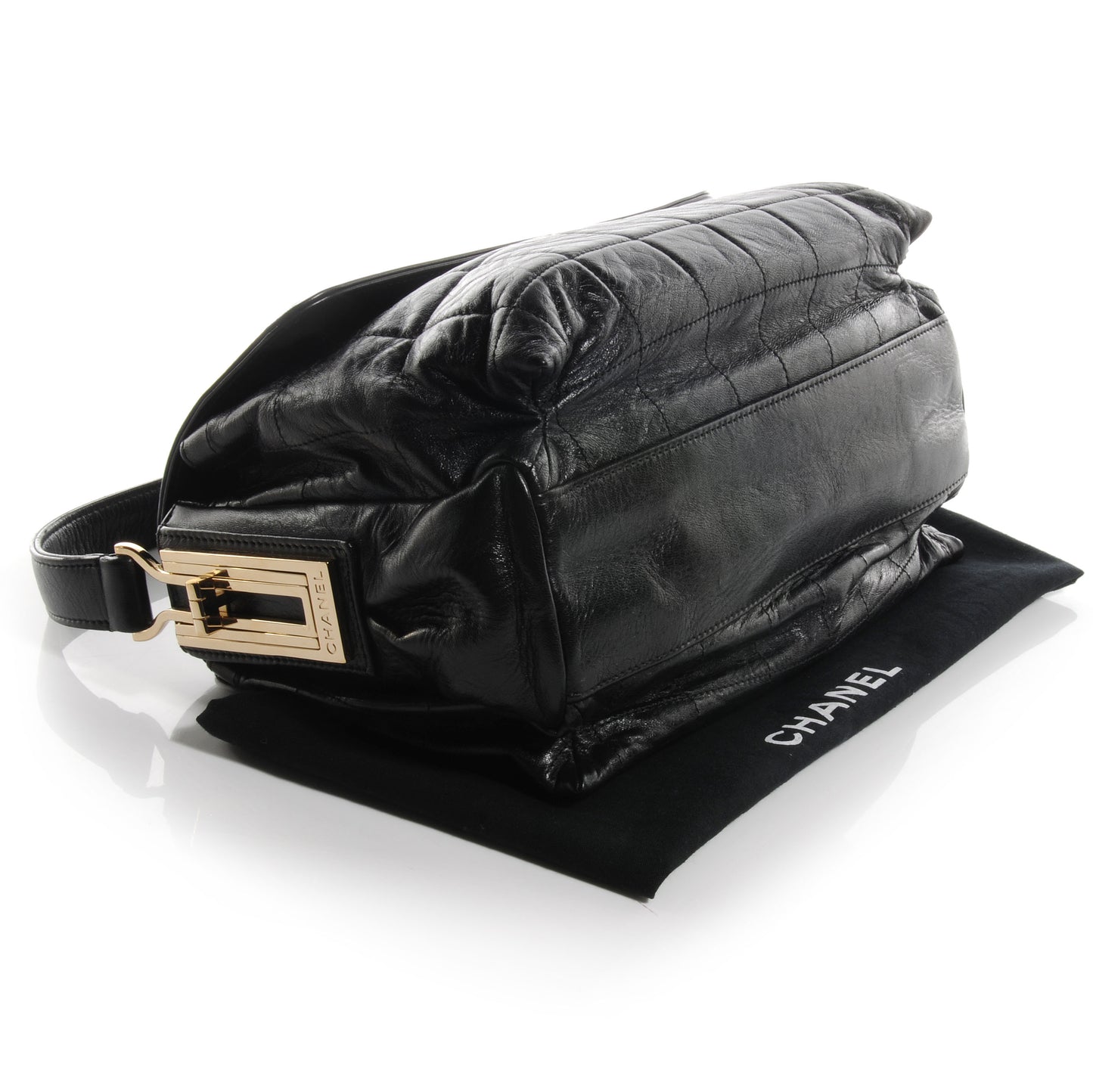 Lambskin Mademoiselle Chocolate Bar Shoulder Bag Black