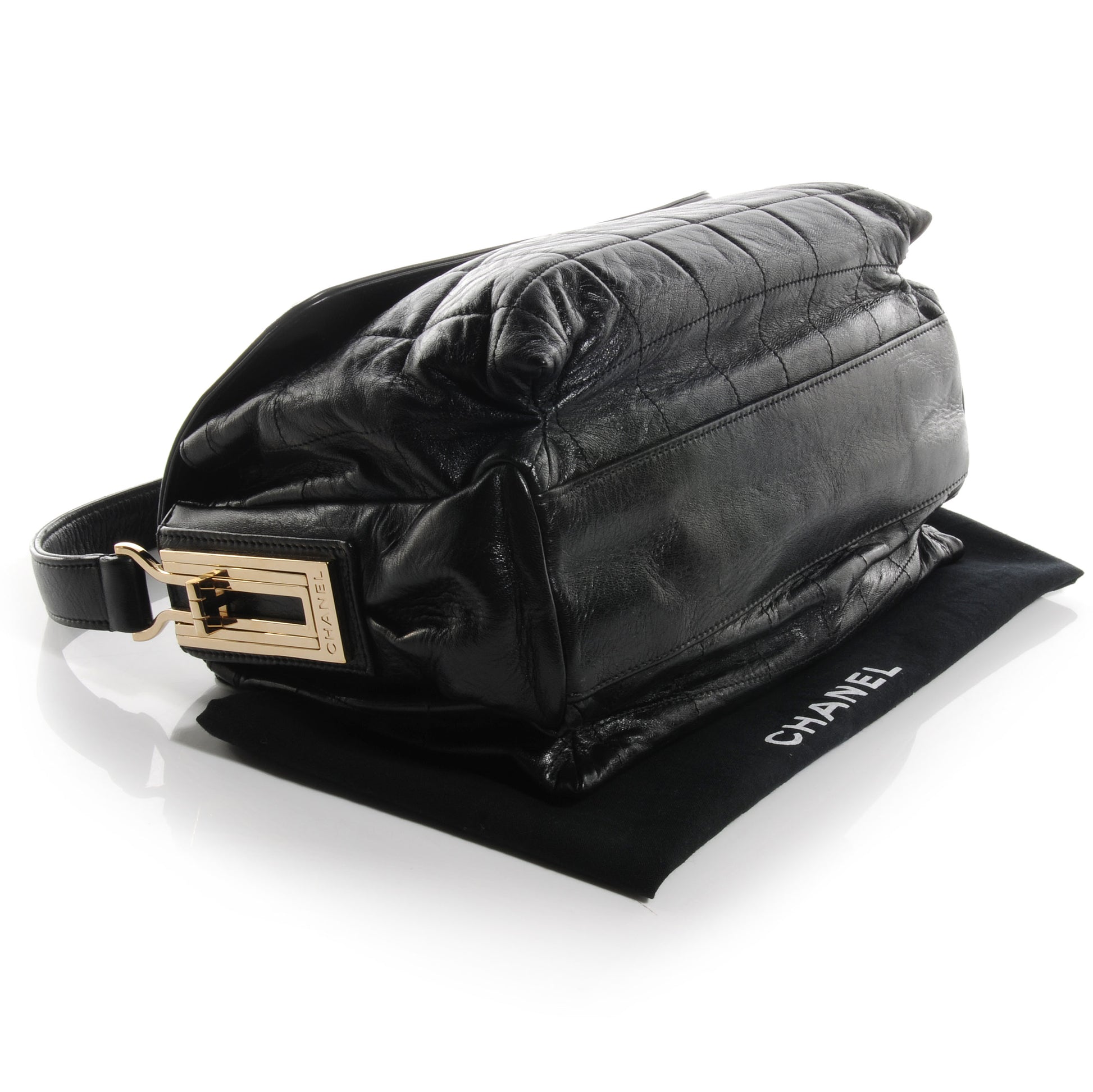 Chanel Lambskin Mademoiselle Chocolate Bar Shoulder Bag Black 4 of 9