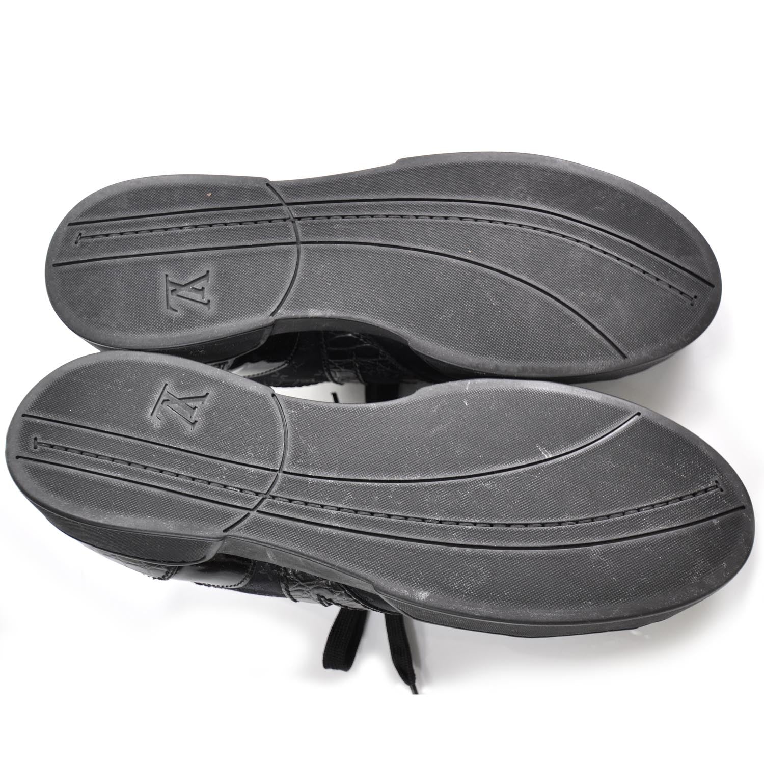 Louis Vuitton Crocodile Satin Monogram Sneakers 8.5 Black 5 of 11
