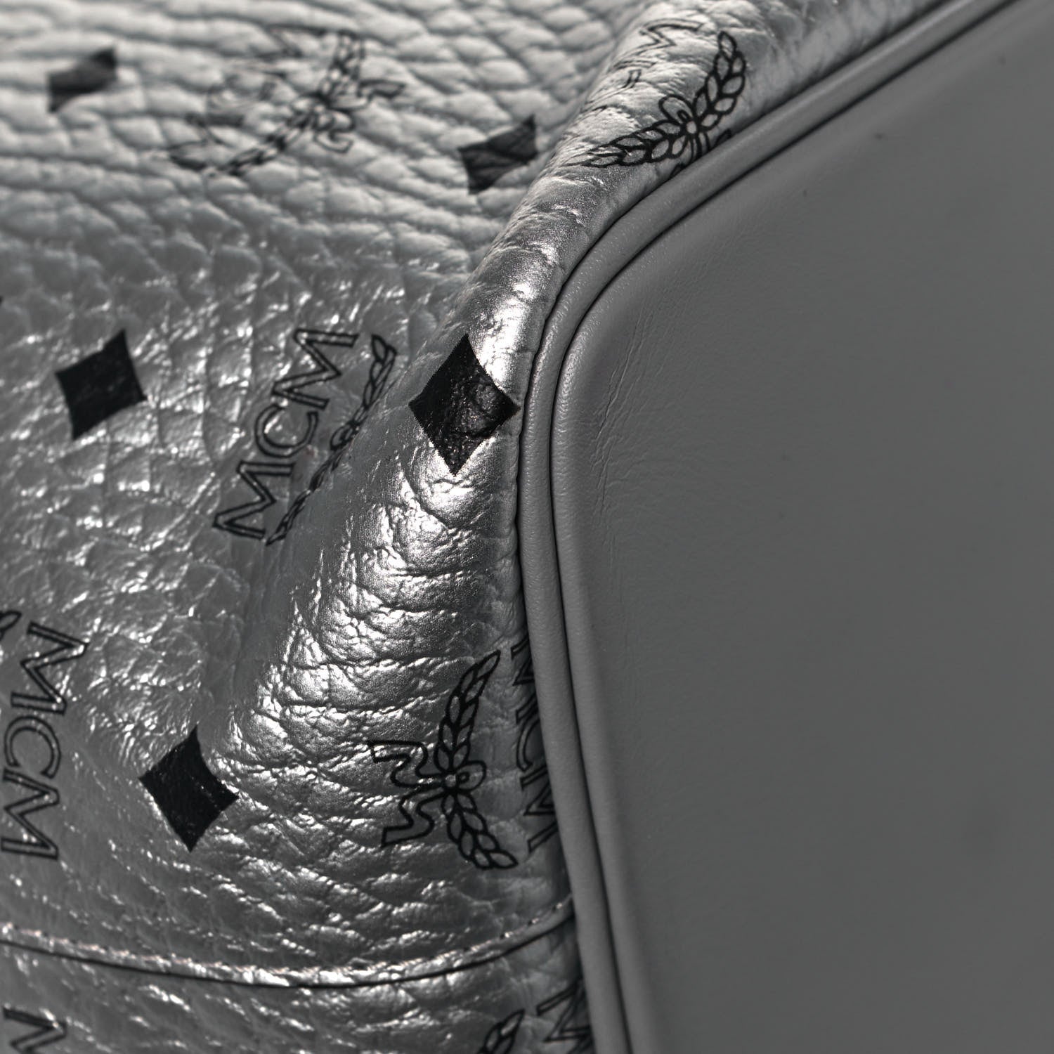 MCM Metallic Visetos Medium Anya Shopper Tote Silver 9 of 13
